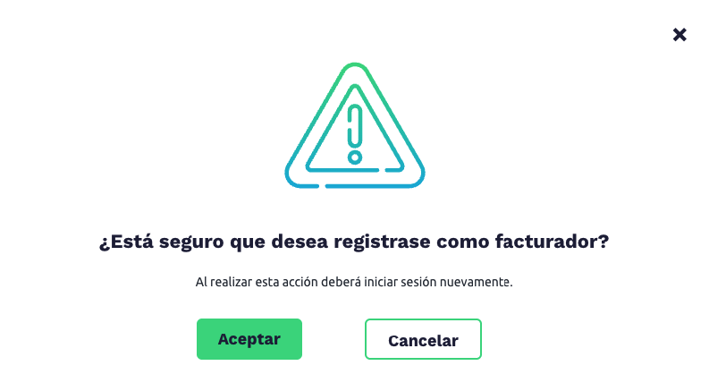 mensaje registrar facturador